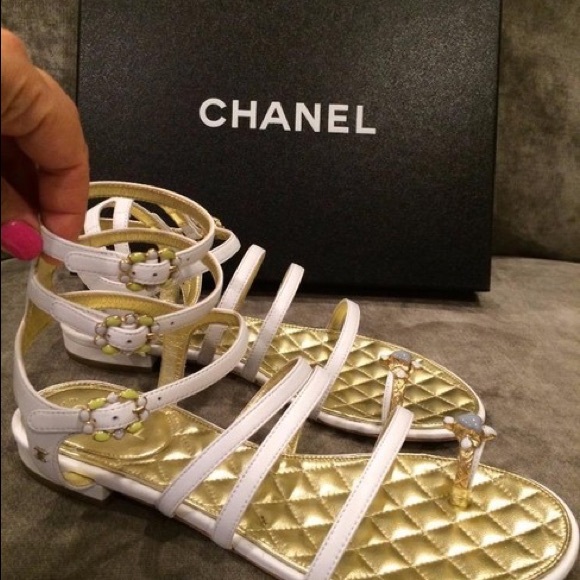 Chanel white gladiator sandal size 6.5 - Picture 2 of 8